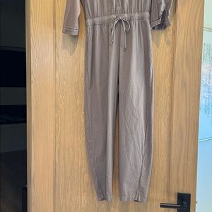 Stateside Walnut Taupe Poplin Henley Jumpsuit size Small NWT